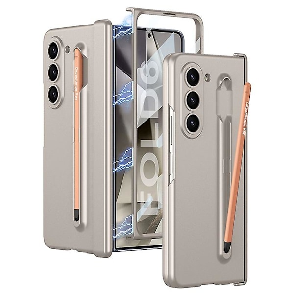 Etui til Samsung Galaxy Z Fold 6 5g med S Pen & hængselcover, indbygget skærmbeskytter, slankt PC-beskyttelsesetui med penholder