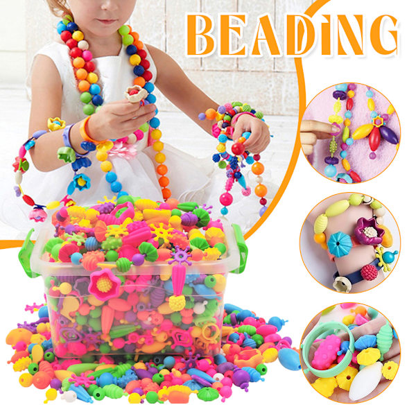 188 st Pop Beads Set för barn Smycken Tillverkning Rolig DIY Hårband Ringar Leksaker för Pojkar Flickor Barn 188 capsules