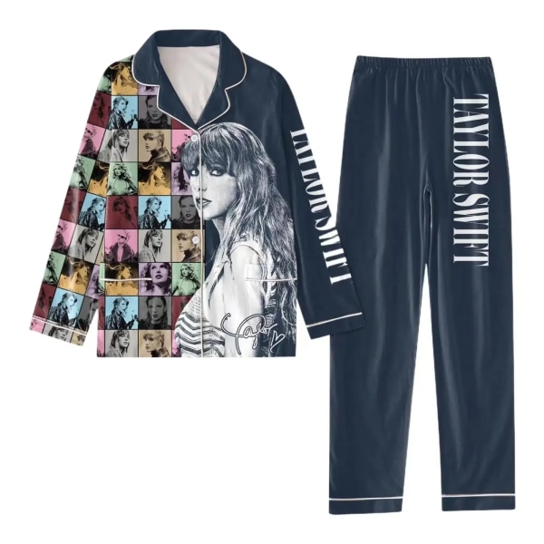 Sleepwear Taylors The Swifts -pajamas, painettu 2-osainen setti, pitkähihainen kauluspaita, rennot housut, 1989 pyjama-asut, tyyli-7 Style-7 XXL