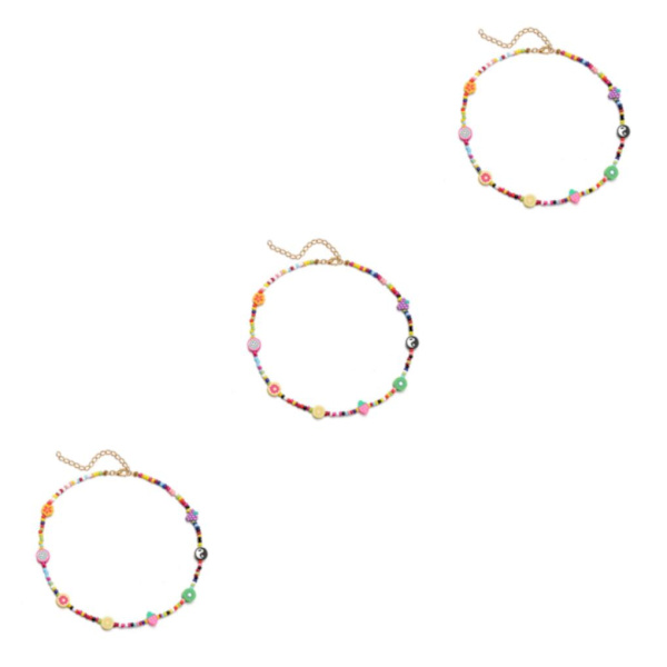 1/2/3/5 Pärlhalsband Pärlchoker Justerbar Kedja Boho Typ 2 Type 2 3PCS