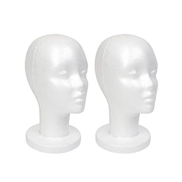Hvit skum mannequinhode-display, isopor parykkhode (2-pakning)