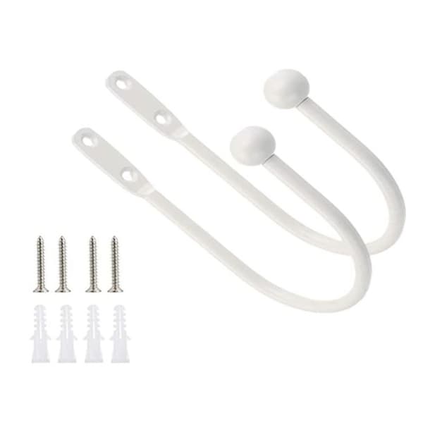 2-pack Metallgardinbindningar Vita Gardinbindningar Väggmontering U-form