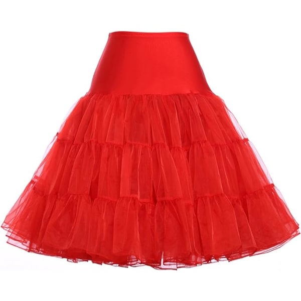 50s Petticoat Rockabilly Dress Crinoline Tutu For Women ZX Red