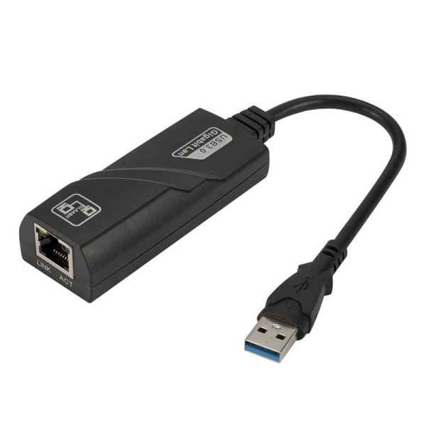 IC Wired USB 3.0 til Gigabit Ethernet RJ45 LAN 1000 Mbps Netværksadapter Sort USB3.0