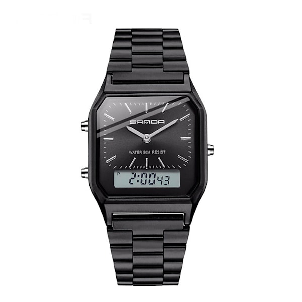 Herreur i rustfrit stål, analog quartz, simpel Black