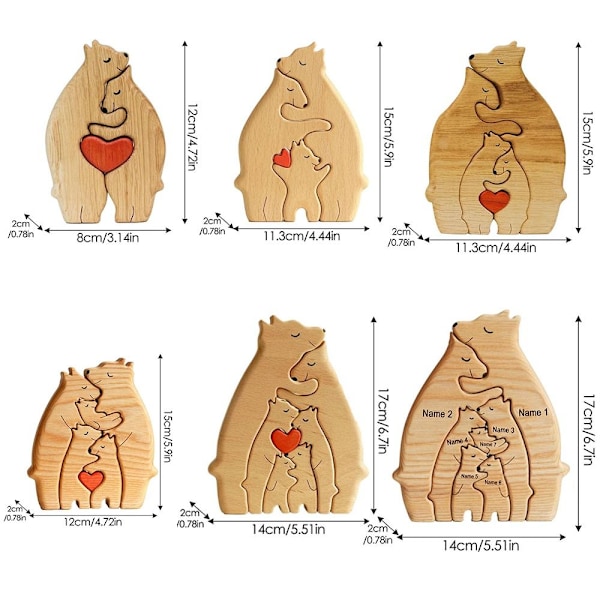 Træbjørnefamilie statue Dyrestatue 3-PERSONERS FAMILIE 3-Person Family 3-Person Family