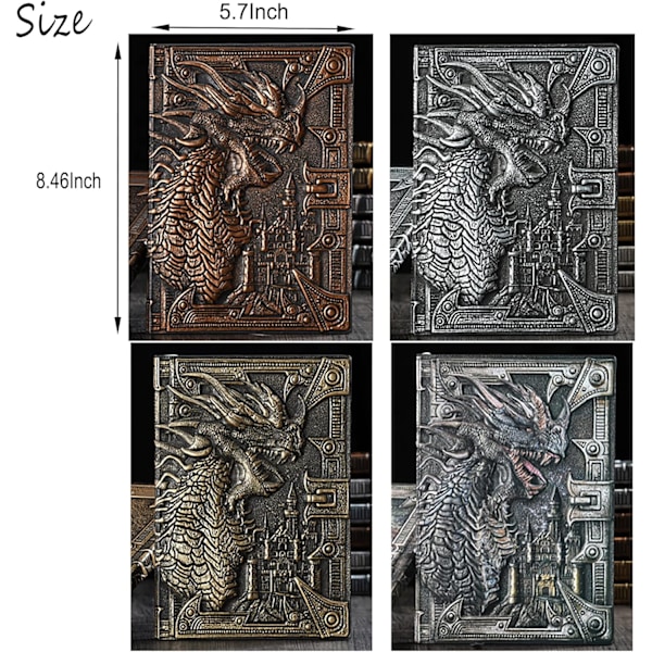 3D-drage-relief-dagbog-skrive-notesbog, hardcover DND-dagbog håndlavet daglig notesbog rejsedagbog, RPG-tilbehør gave til DMs&D&D-spillere