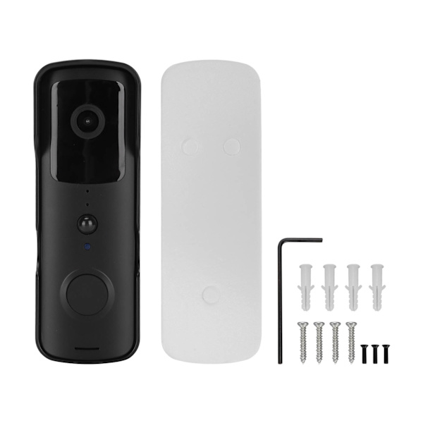 V30S Smart WIFI Videodørklokke 1080P Nattesyn HD Bevægelsesdetektering Dørklokke til Hjemmet Sort