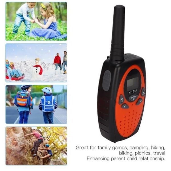 HURRISE Walkie Talkie Lang rekkevidde 2 stk Trådløs Håndholdt Walkie Talkie 0,5W 3km Lang rekkevidde Oransje 2 Veis