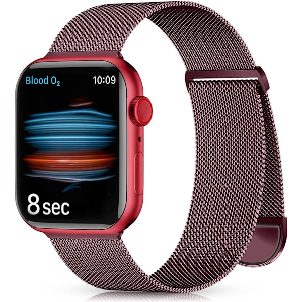 Metallrem kompatibel med Apple Watch-rem 40mm 38mm 41mm Vinrød-WELLNGS Vinrød Wine Red 42/44/45/49mm