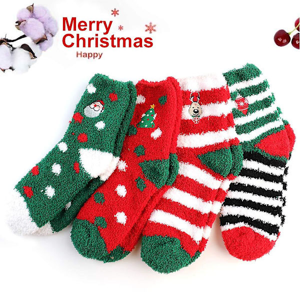 4 par julstrumpor plus fleece strumpor
