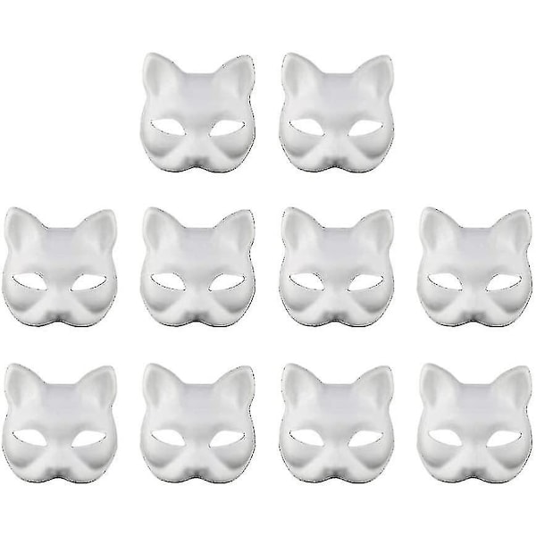 10 stk hvite ansiktsmasker i papir - tomme masker til å dekorere selv - perfekt for maskeradeball