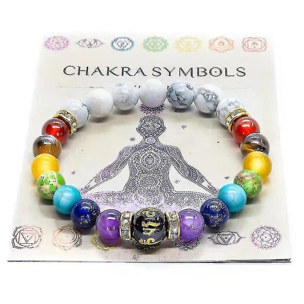 7 Chakra Armbånd Med Betydningsfulde Kort Til Mænd Kvinder Naturlig Krystal Healing Angst Smykker Mandala Yoga Meditation Armbånd