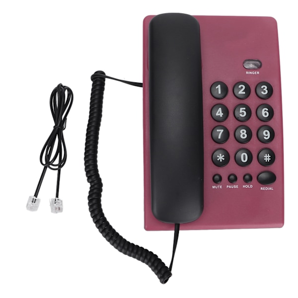 KXT504 Hjemmetelefon Multi Batterifri Ledningstelefon med Dobbel Magnetisk Håndsett for Kontor Hotell (Rose Red)