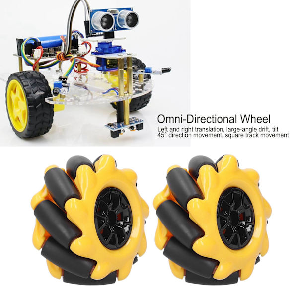 Mecanum-pyörät Älykäs robottiauton osat Tarvikkeet OmniDirectional DIY Lelukomponentit 48mm(2 paria)