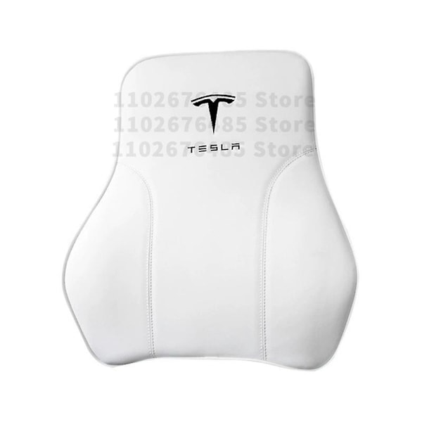 Nahkainen auton niskatuki Tesla Model 3 XSY 2022 - ristiselän tyyny - matkaniskatuet Tesla Model Y 2023 - lisävarusteet auton sisustukseen white backrest