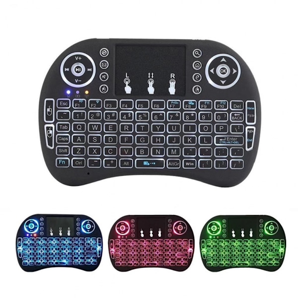 Trådløs Mini Tastatur Fjernbetjening Touchpad Mus Combo Controller med RGB Baggrundsbelysning til Smart TV Android TV Box PC IPTTV 2.4GHz