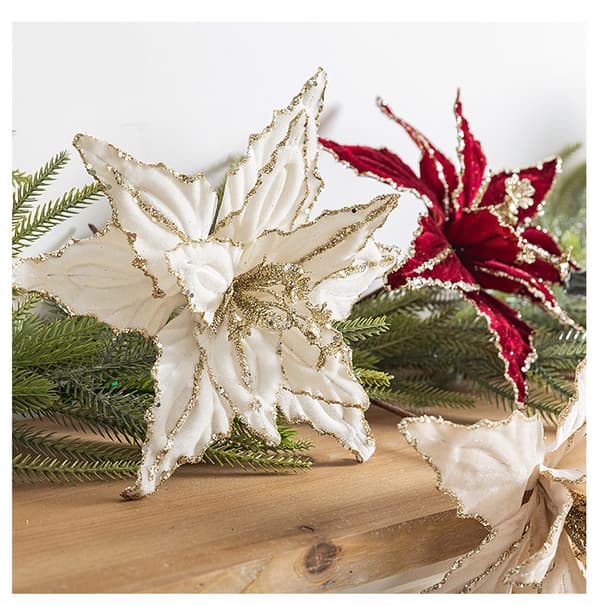 Fløjls Juleblomst Kunstig Blomst Premium 26CM - Bourgogne{hw}