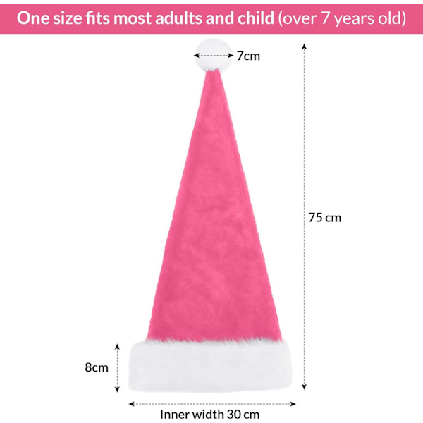 Julhatt Tomtehatt För Vuxna, Plus Lång Julhatt Lyxig Tomtehatt, Julpartyhatt För Män Och Kvinnor, Jultillbehör Rosa pink adult