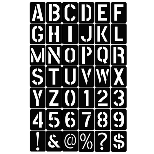 42 kpl kirjainnumerosymboli-maalauksen sabluunaembossing
