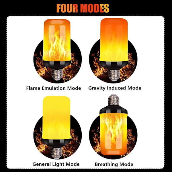 Flammelampe | Flammelampe med effekt | LED flimmerlampe, 4 lystilstande indendørs