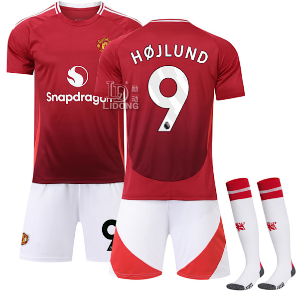 24-25 Manchester United Home Kids Football Kit No.9 Højlun