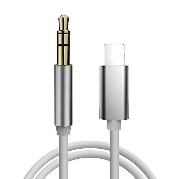 Aux-kabel til iPhone - Aux Stereo Audio-kabeladapter kompatibel med iPhone, bilstereo, højttalere, hovedtelefoner (hvid)