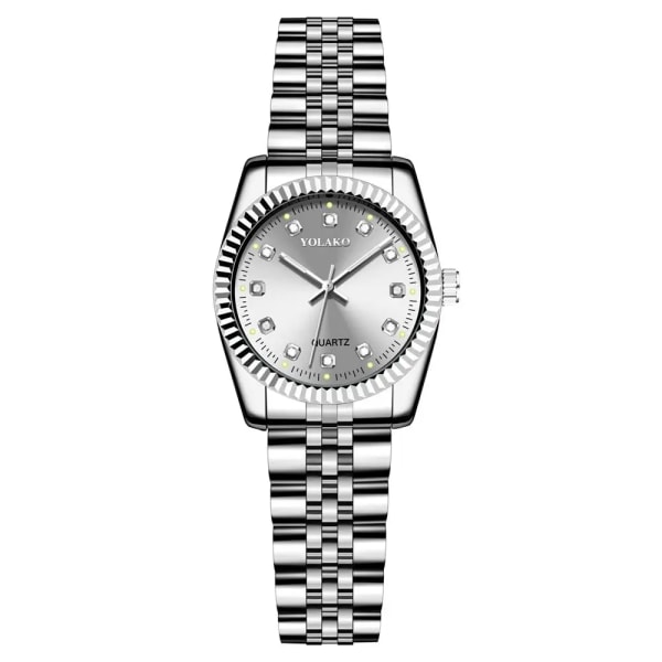 Kvinners klokker topp merke luksus 2022 mote diamant damer armbåndsur rustfritt stål gull mesh armbånd klokke Silver and white