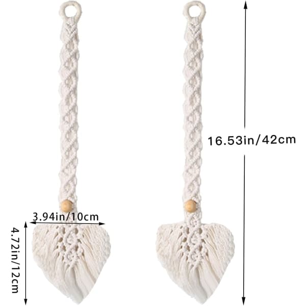Galaxy Pakke med 2 Gardinbindere Boho Makrame Blade Gardinholder Bomuldsbindere (Beige)