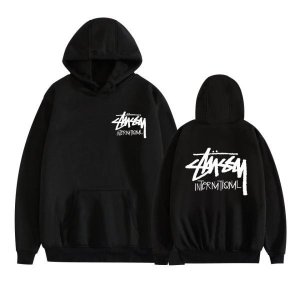 Unisex Stussy Pullover Hoodie Midweight Hoodie Sort Black XS