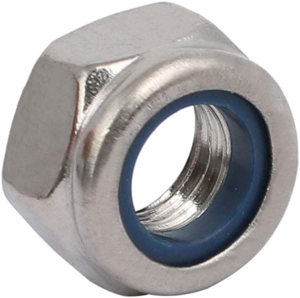 Lås mutter M8*1.25mm metrisk gänga silverpläterad 50 stycken