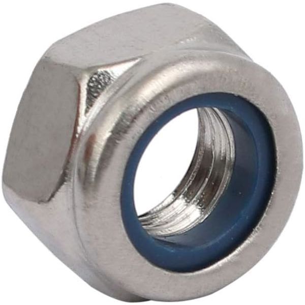 Låsemutter M8*1.25mm metrisk gjenger sølvbelagt 50 stk
