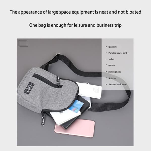 Crossbody taske Brysttaske GRÅ - spotudsalg[BT} Grey