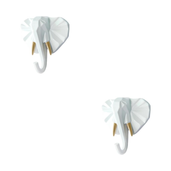 1/2/3/5 Vahva ja kestävä eläinpään avaimenkoukku yksinkertaiseen valkokultaan (elefantti White gold (elephant 2 Set