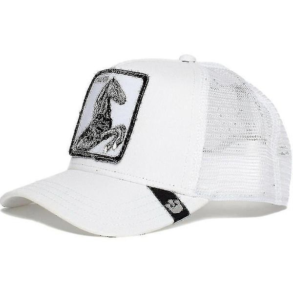 Voksen Sort Panther Mesh Cap Sommer Baseball Cap Trucker Cap-WELLNGS Horse - White