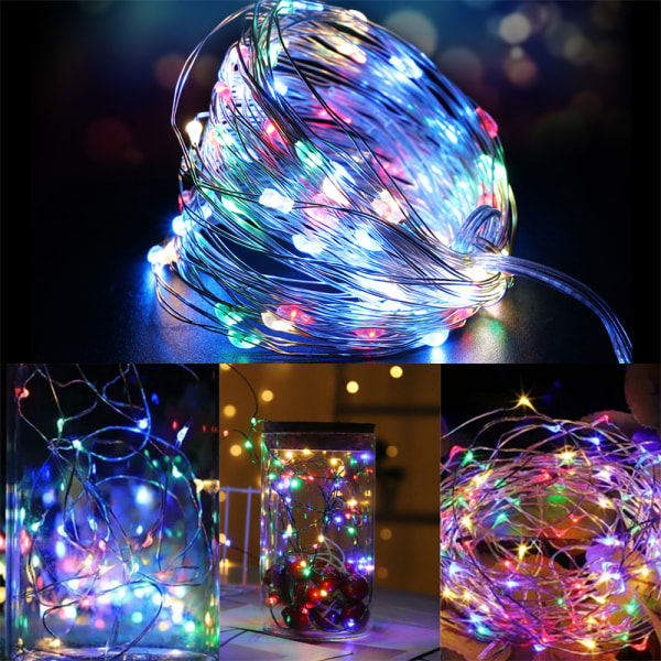 Fe-strängslampor Micro Rice Koppartråd Julbelysning 20LED Batteridriven Färg Color 2m20LED