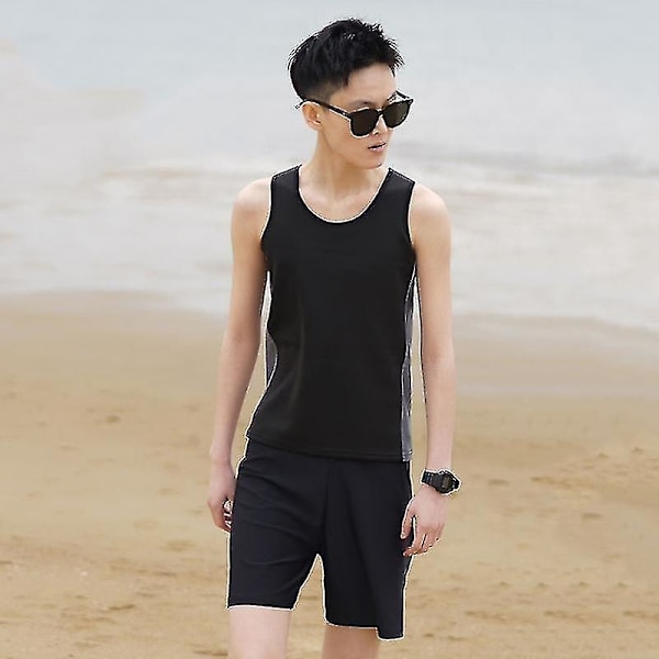 Haleychan Dame Tomboy Bryst Binder Badetøj Trans Lesbisk Tank Top Pullover Korset Badetøj Flad Bryst S-3xl (kun svømmevest -hg Sort-Grå Black-Gray M