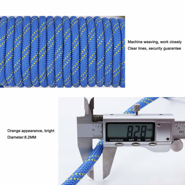 Multifunktionel 8mm 20m udendørs nødsnor, multifunktionel snor sikkerhedssnor til magnetfiskeri vandreture hulevandring camping redning, blå 20m