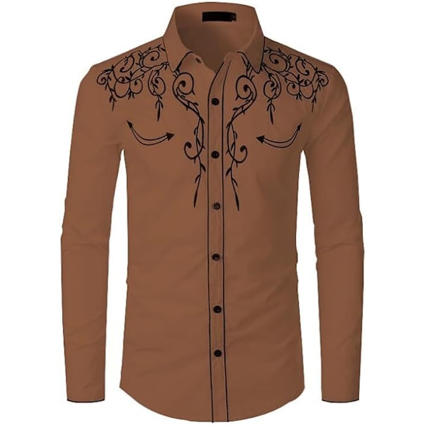 Western Cowboy-skjorte for menn, fasjonabel og slank design, Coffee2 Coffee2 M