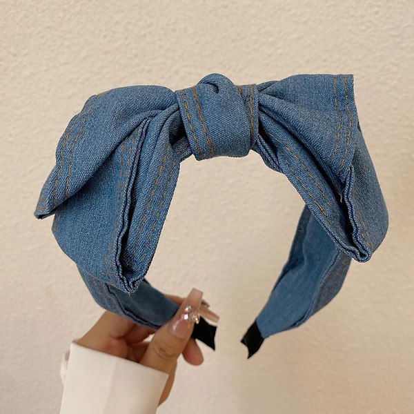 Fransk rosett Hårband Kors knut hårband LJUS DENIM LJUS Light denim Light denim