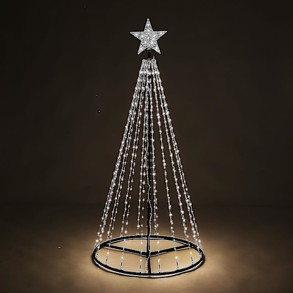 Julgran i kegleform med LED-lys, stjerne, julepynt, indendørs og udendørs gran Multi Colour Multi Colour 5FT
