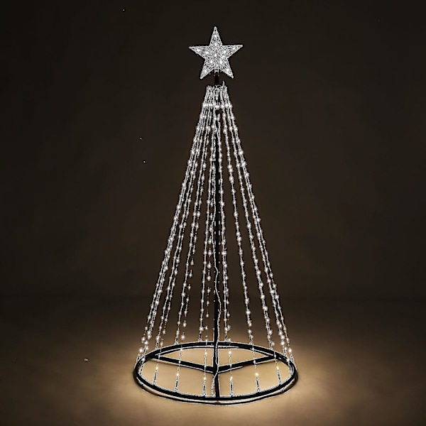 Julgran i kjegleform med LED-lys, stjerne, julepynt, innendørs og utendørs gran Multi Colour Multi Colour 5FT