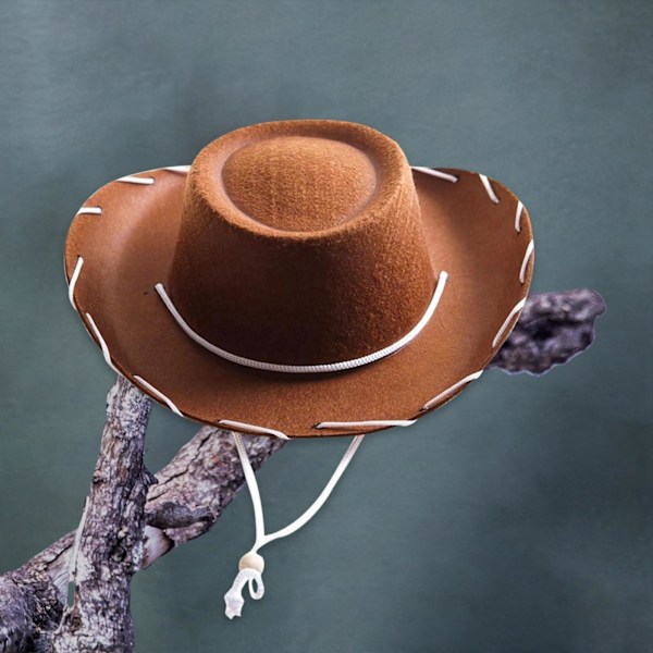 1/2/3/5 Cowboyhat i filt Cowgirlhatte med vindlinse solhat Brun Brown 1 Pc