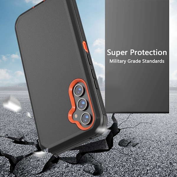 TASHHAR Samsung Galaxy A54 5G Fodral med Bältesklämma Holster Militärklass Tungt 3 i 1 Stöttålig Pansar Robust Hållbar för Galaxy A54 5G blackorange