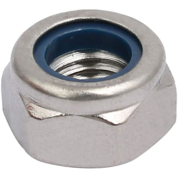 Låsemutter M8*1.25mm metrisk gjenger sølvbelagt 50 stk