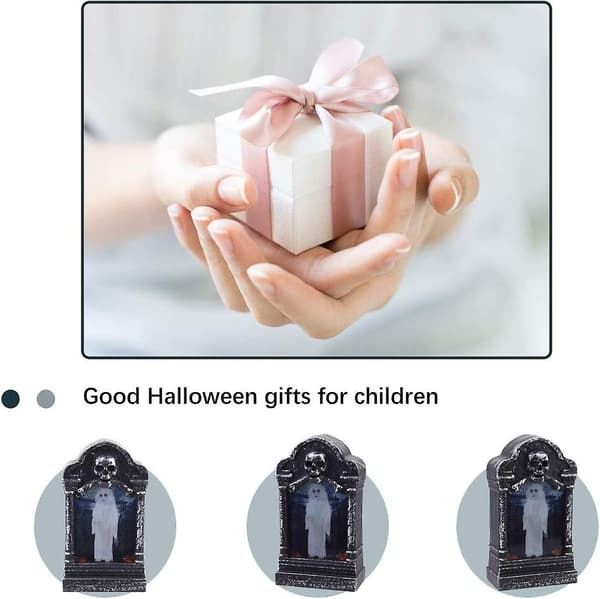 2 stk. Halloween lys LED horror lampe Skelet Gravsten