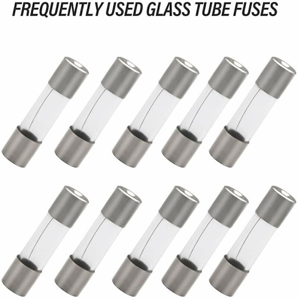 100 stk. 5X20 mm rørforstærkersæt med forskellige sikringer 0,2A, 0,5A, 1A, 2A, 3A, 5A, 6A, 8A, 10A, 15A