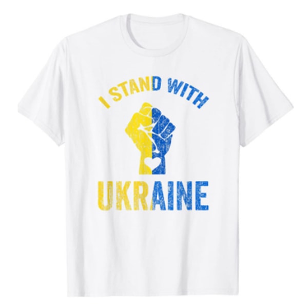 Ukraina T-paita Unisex-tyyli Rentouttava lyhythihainen naisille ja miehille Valkoinen White L