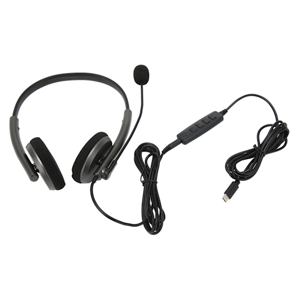 Callcenter-headset - Multifunktionell, stilren brusreducering, HD-samtal, hörselskydd, telefonheadset, rymdgrå, typ C