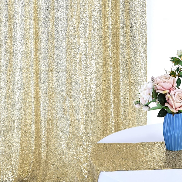 2×8Ft-2stk Champagne Gold Sequin Bakgrunnsgardiner Paneler, Foto